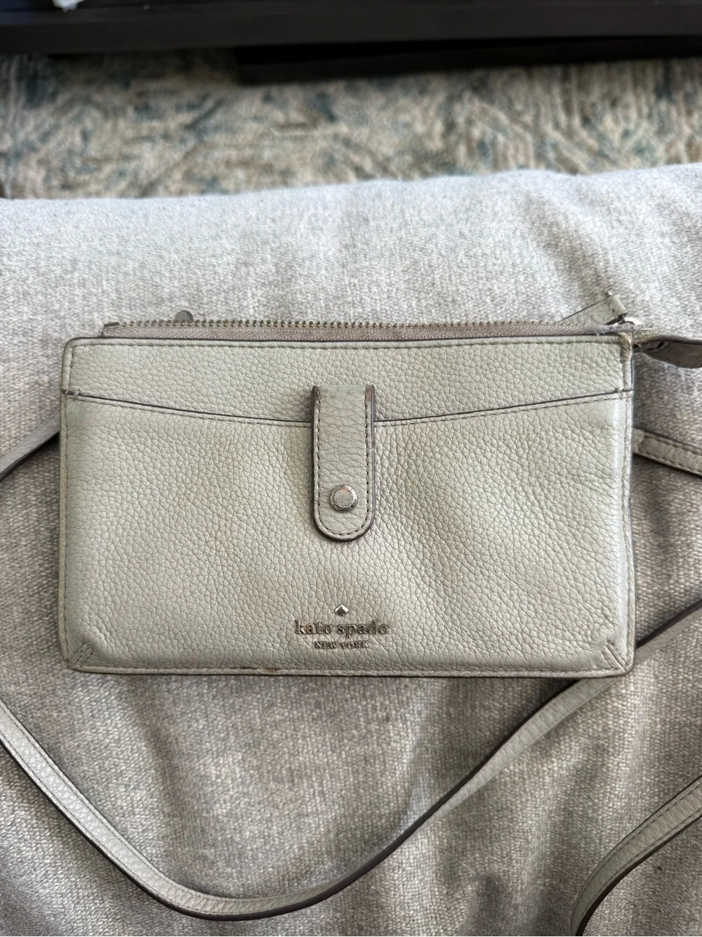 kate spade Light Gray Pebbled Leather Crossbody